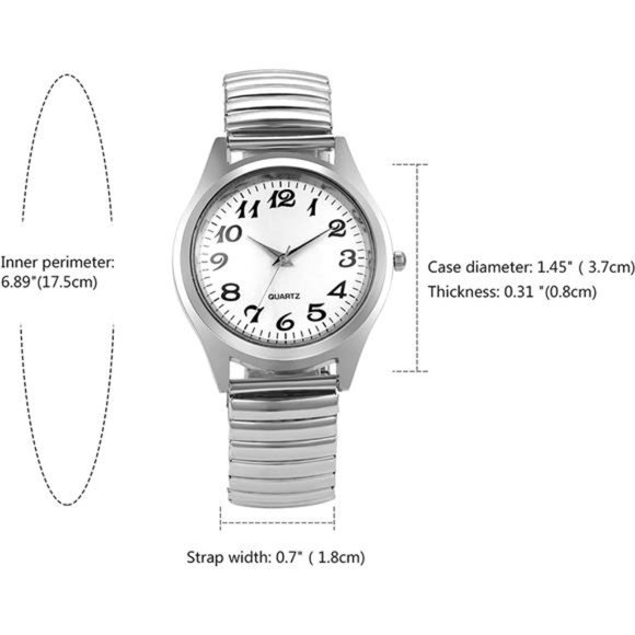 Lancardo Elastic Strap Wristwatch Easy to Read Big Number Dial Stretch Band